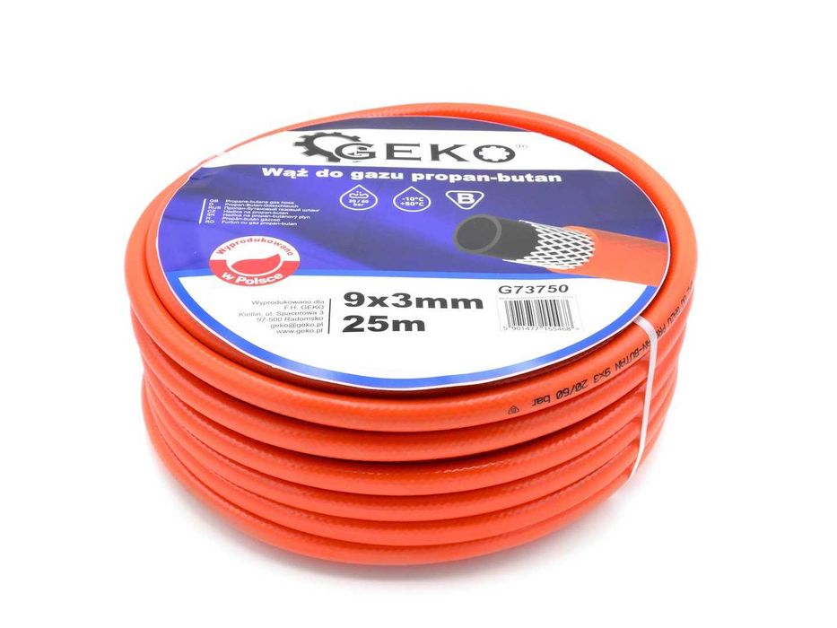 WĄŻ GAZOWY PROPAN BUTAN 25m 9X3mm 20BAR przyłącze butli domowej 2664