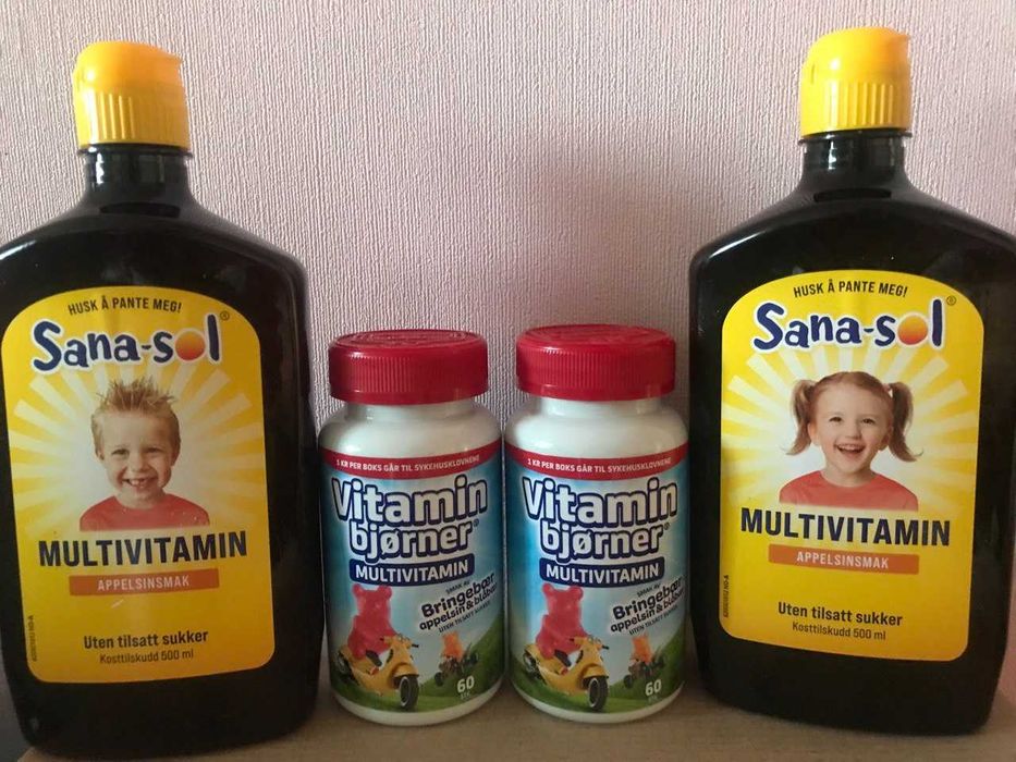 Вітаміни для дітей і доросл. з Норвегії Sanasol 500 мл, ведмедік 60 шт