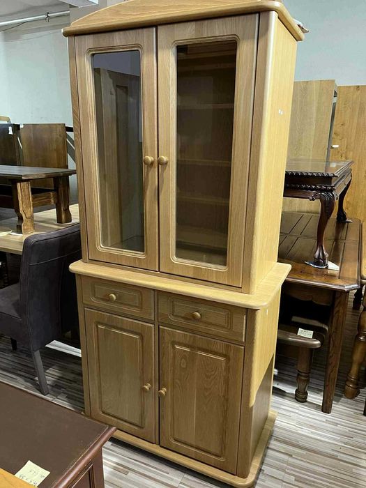 Kredens drewniany drewno dębowe podświetlany jasny naturalny FV DOWÓZ