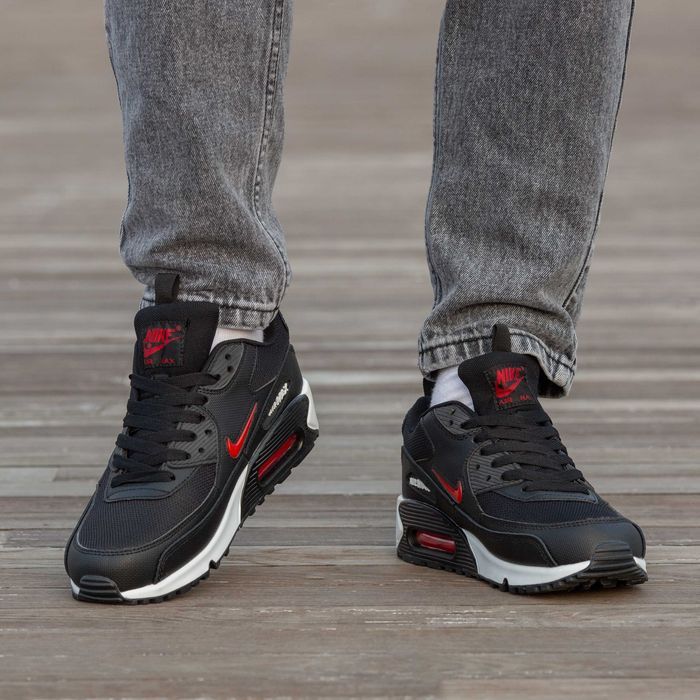 Кросівки Nike Air Max 90 Black/Red premium | Кроссовки Найк чоловічі