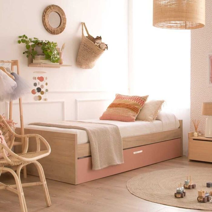 Cama para colchão de 90x190/ Cama dupla/ 2 Estrados Incluídos