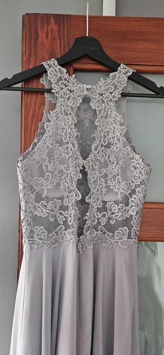 Sukienka Bugatti długa szara, suknia na wesele/studniówkę