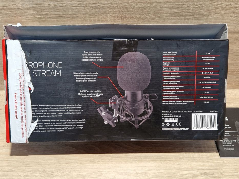 Mikrofon maddog gmc302 do komputera i nagrań studyjnych