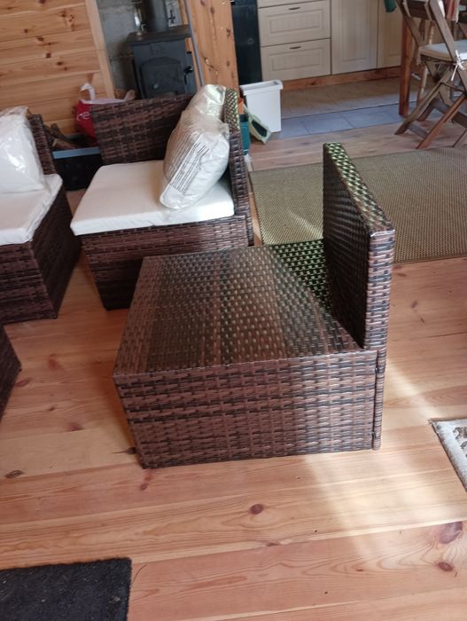 Meble ogrodowe rattanowe brązowe