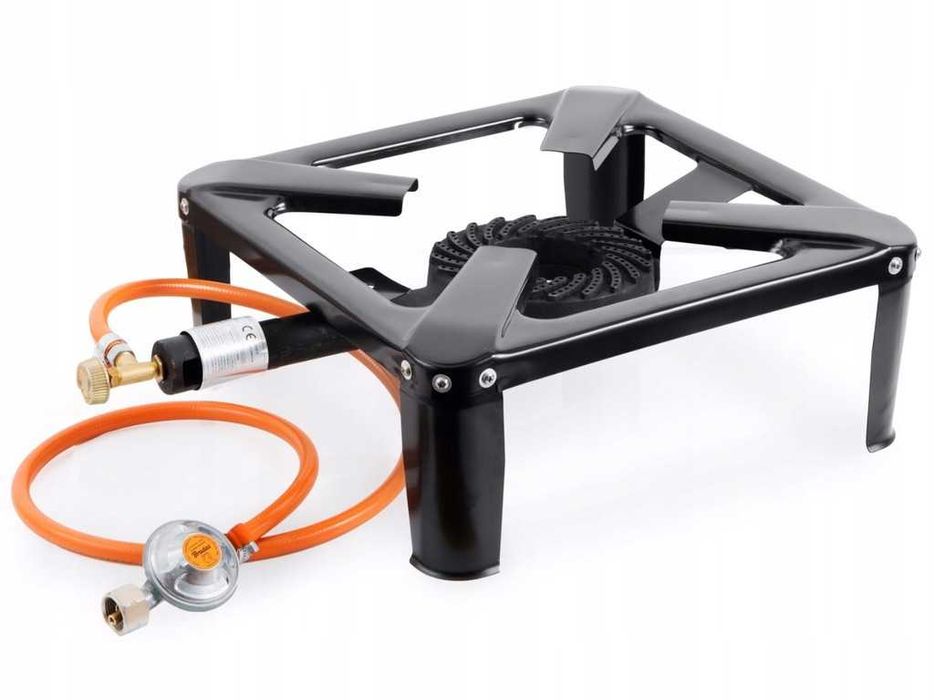 Taboret  Żeliwny Gazowy 40x40 + ZESTAW REDUKTOR WĄŻ OPASKI DUŻA MOC