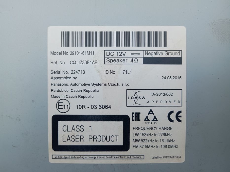 Radio Suzuki S Cross SX4 2013-