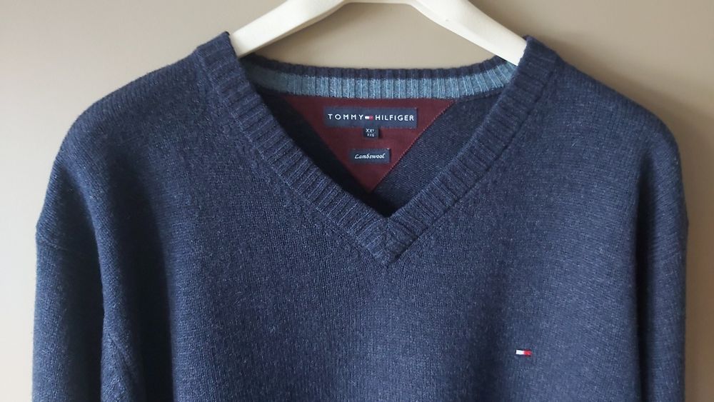 Tommy Hilfiger sweter XXL 100% lambs wool Szerokie •