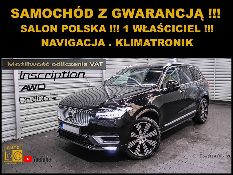 Volvo XC 90 INSCRIPTION + 4x4 + Automat + Salon POLSKA + 1 wł. =Brutto-VAT23%