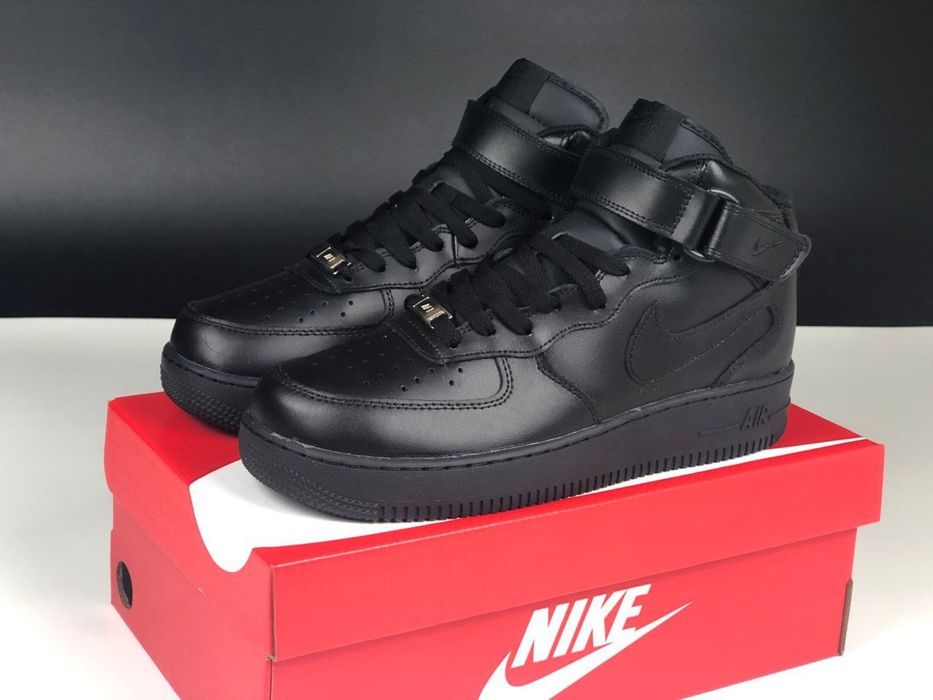 Зимові з хутром Nike Air Force чорні кросівки найк форси Зима