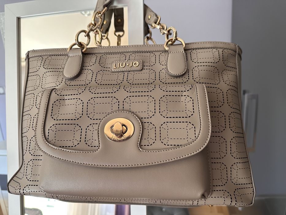 Torebka liu jo bezowa ażurowa mieszcząca a4