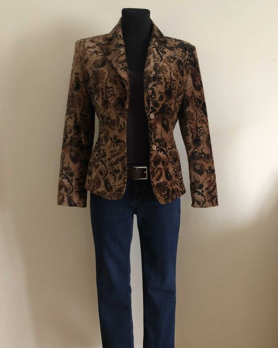Marynarka vintage aksamitna retro bawełna acetat  90s  brązowa