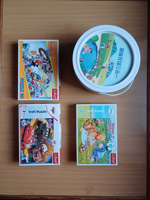 Пазли Trefl 30 ел.,Рибалка-Пазл-гра, дерев'яні "Fun farm 3 in 1",24 ел