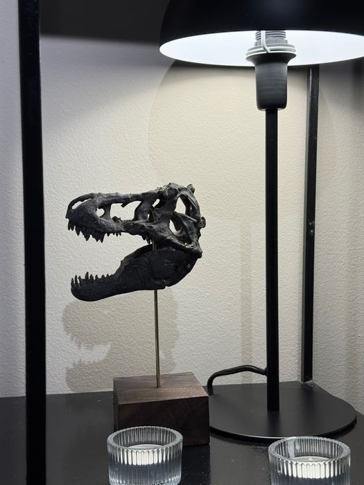 T-Rex- réplica em miniatura de crânio de dinossauro