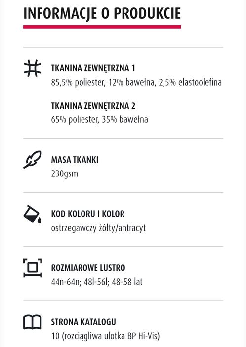 Spodnie robocze marki BP