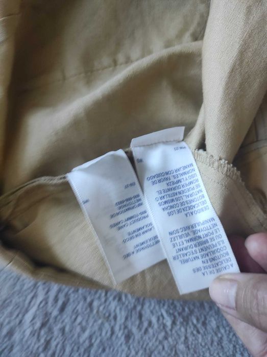 Spodnie letnie Tommy Hilfiger bawełna len, roz2, jasny beż, oryginalne