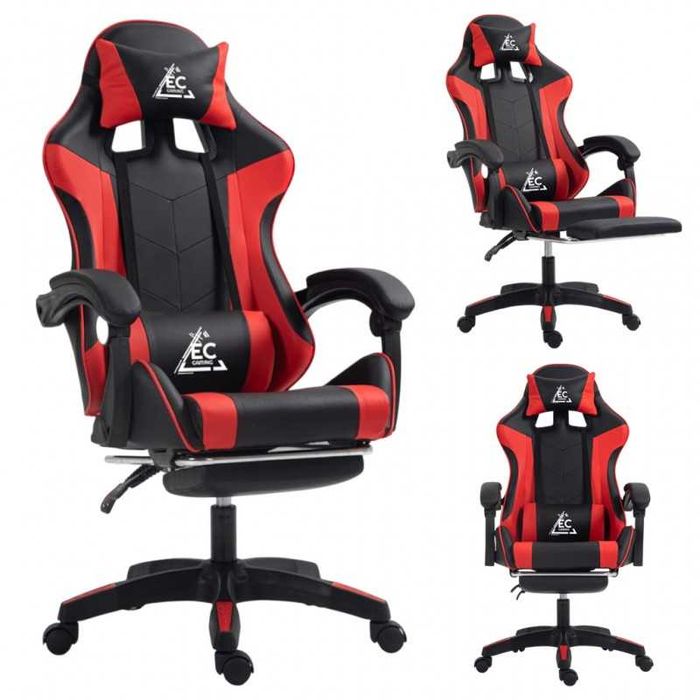 Fotel gamingowy obrotowy z podnóżkiem EC GAMING masażer