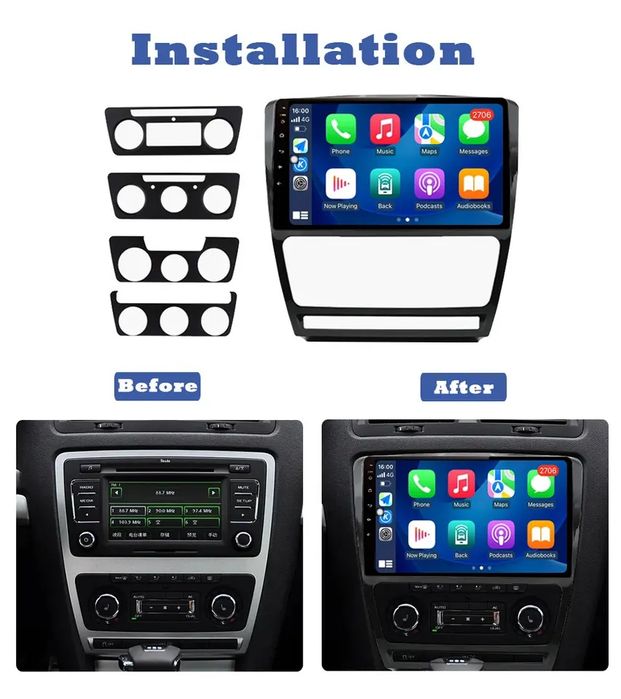 Rádio 10" Skoda Octavia 2 A5 android CARPLAY WIFI GPS 2/32GB NOVO