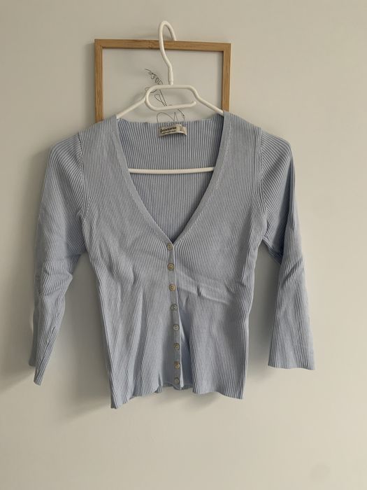 Sweterek Stradivarius kardigan rozmiar S wiskoza błękitny