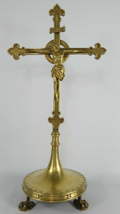 Krzyż krucyfiks mosiądz pasyjka JEZUS 50,5 cm GOTYK