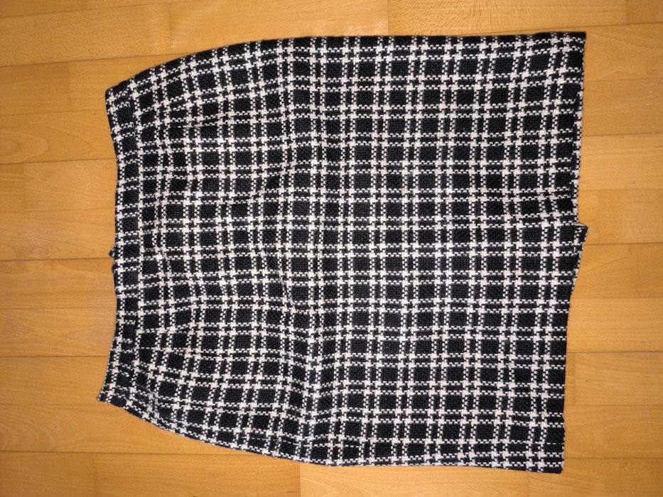 Saia vintage padrão quadrados 100% lã