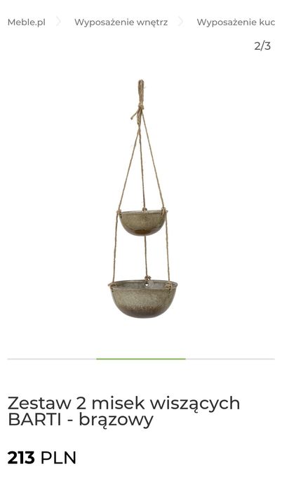 Barti Bowl wiszące doniczki/ miski podwójne