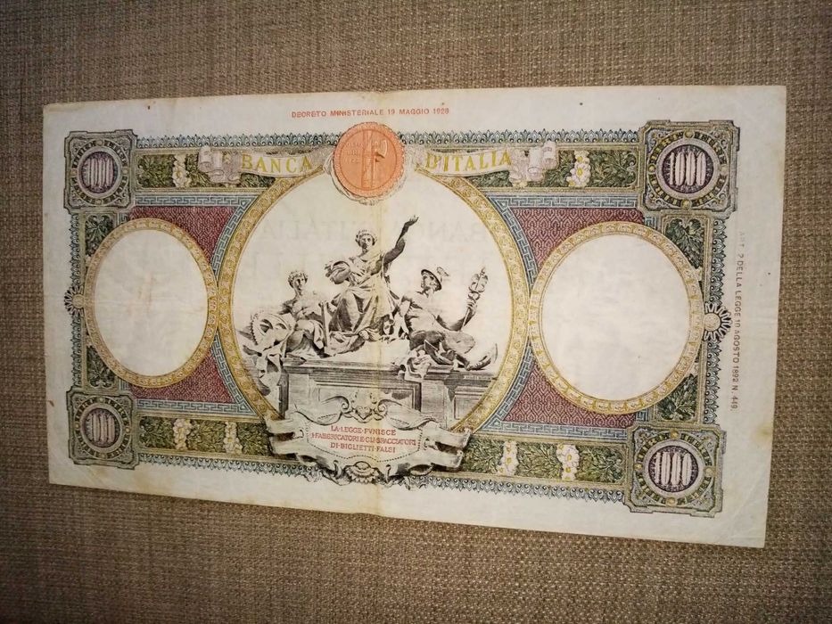 ITÁLIA 1000 LIRE BANCA D´ ITALIA de 28 Novembre 1942 ANNO XX Nº O 124 e 9395 Raríssima muito bom estado de conservação ver fotos