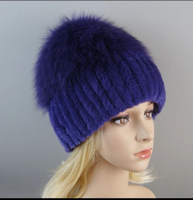 Зимняя шапка женская натуральный мех кролик