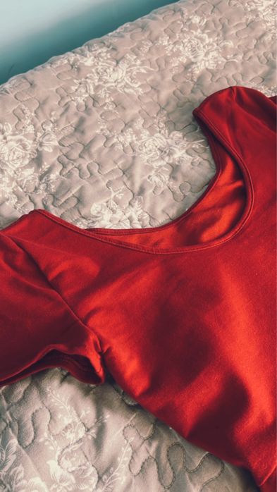 Czerwona Dzianinowa Sukienka XS