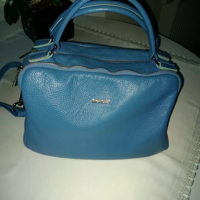 Torebka niebieska  skóra naturalna