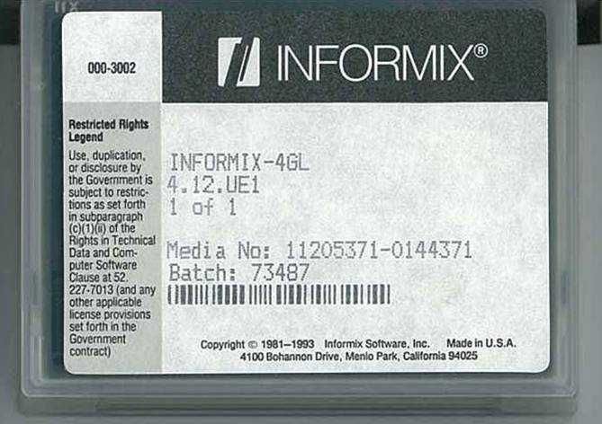 INFORMIX-4GL for DEC 2000 MODEL 500 AXP OSF/1 V2.0. Wersja 4.12.UE1