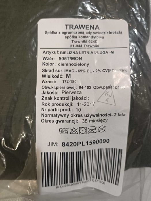 Bielizna letnia długa wz 505T/MON rozm. M nowa