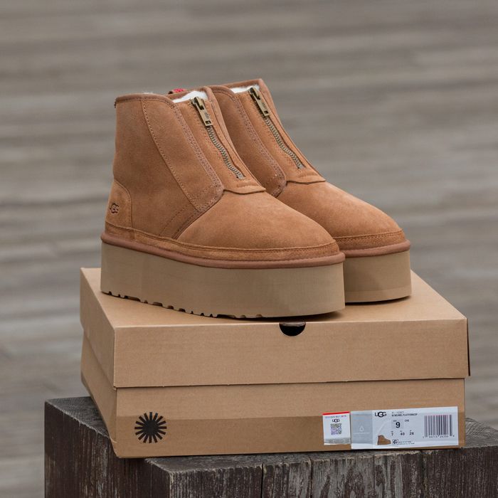 Кросівки Кроссовки UGG Neumel Platform Zip Slipper Chestnut Brown Коричневый Коричневий Кросовки Демісезон