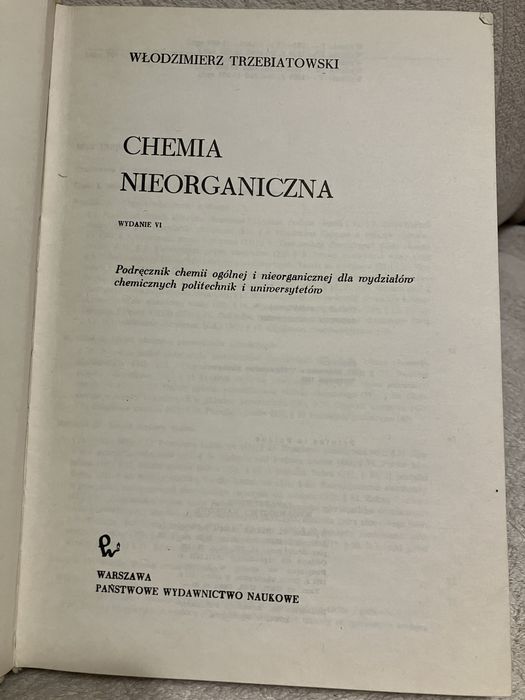 Chemia nieorganiczna Włodzimierz Trzebiatowski
