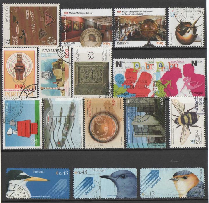 Filatelia: 108 selos usados de Portugal