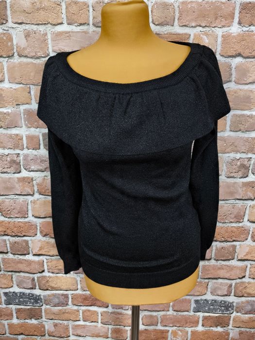 Orsay sweter pullover z metaliczną nitką odkryte ramiona m