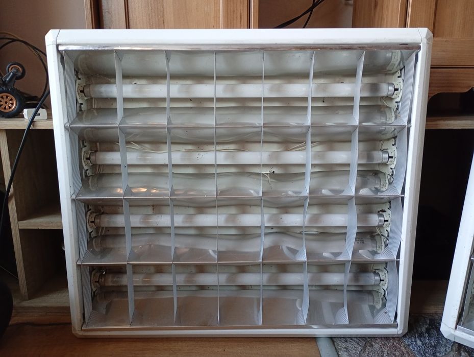 2× Oprawa rastrowa świetlówkowa 69×62 cm – komplet – do LED / biuro