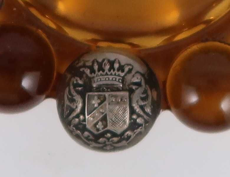 Cinzeiro antigo vidro Art Deco com aplicações armoriadas