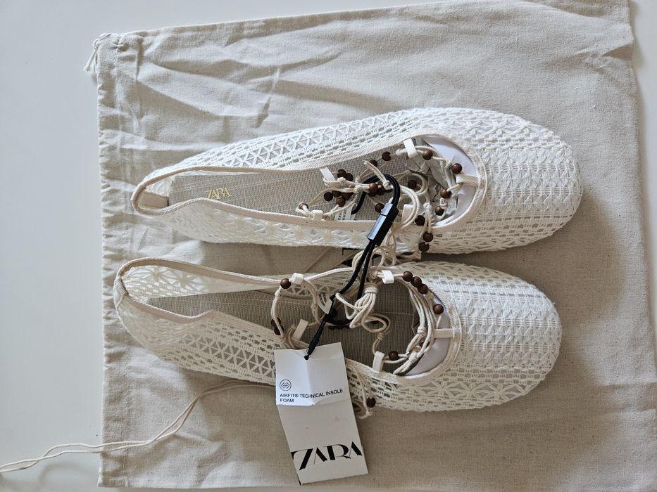 Босоножки балетки zara туфли вязаные 37
