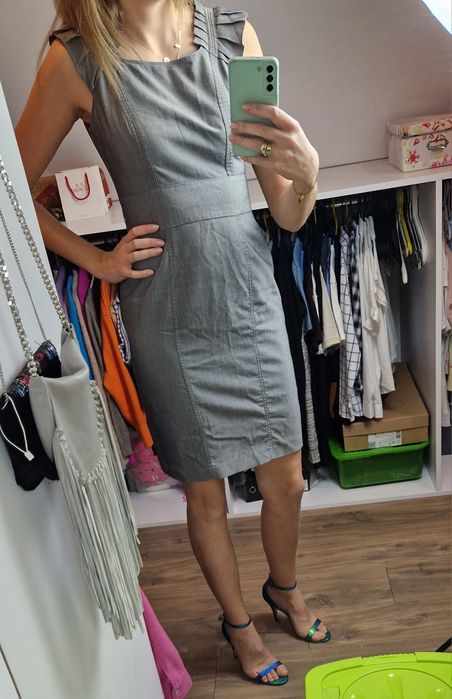 Sukienka soft office r. S/M et vous elegancka szara