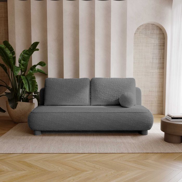 Wygodna Sofa Kanapa ABRIGO Rozkładana Funkcja Spania Pojemnik BOUCLE