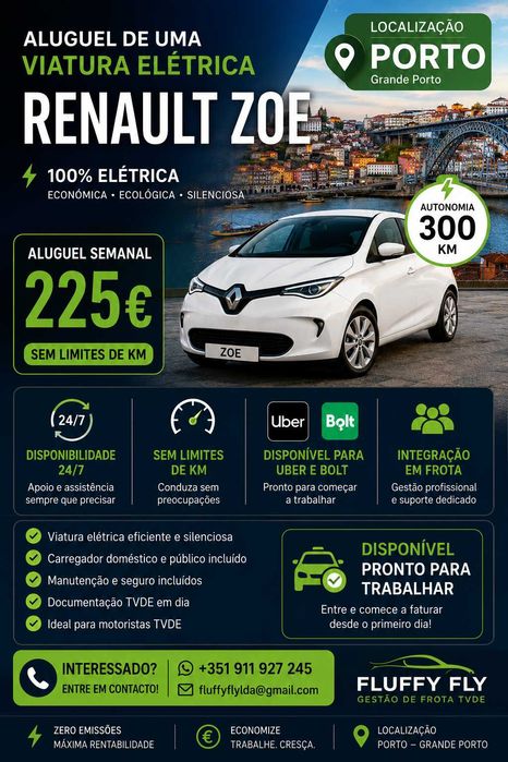 Aluguel de Viatura Elétrica para TVDE