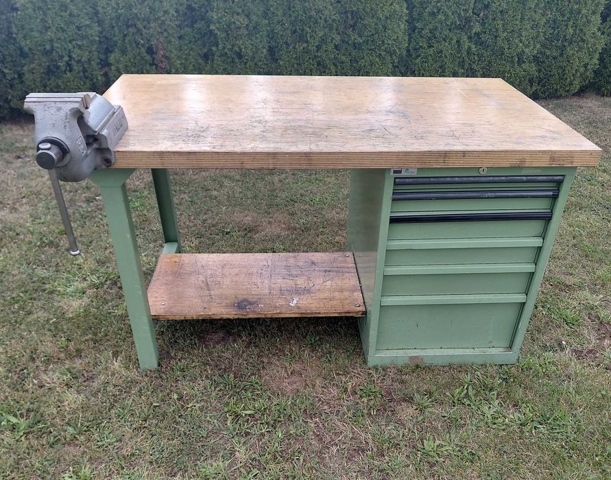 Profesjonalny stół warsztatowy HUNI Perschmann 150x80 cm + imadło JUNIOR 125 mm