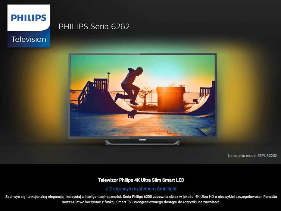 Smart TV Telewizor 50 cali Philips 50PUS6262 4K UHD  ambilight