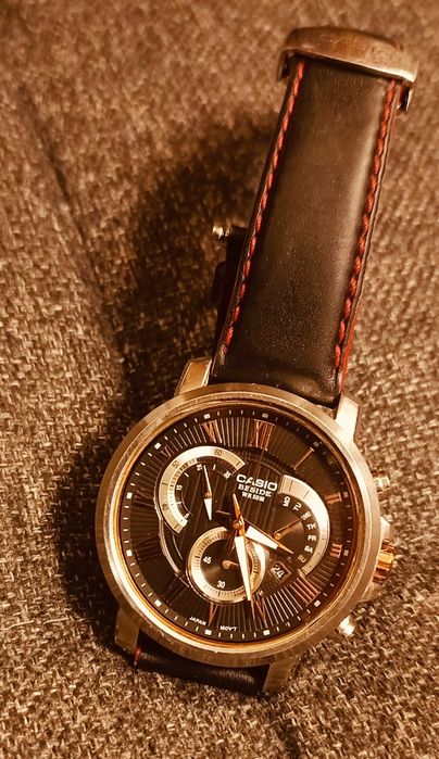 Zegarek Casio Beside BEM-506, Chronograf, Retrograde, Rose Gold