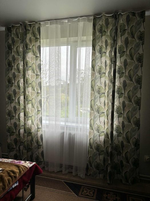 Штори пошиті зелені бавовна