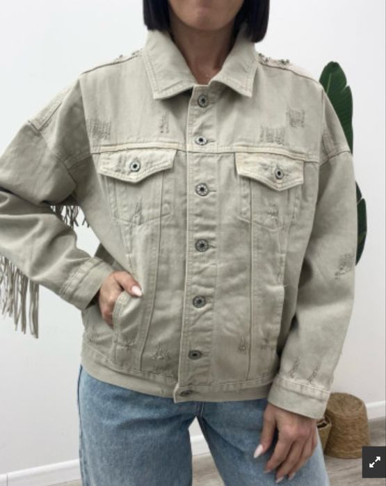 Джинсова куртка з бахромою, ромір S