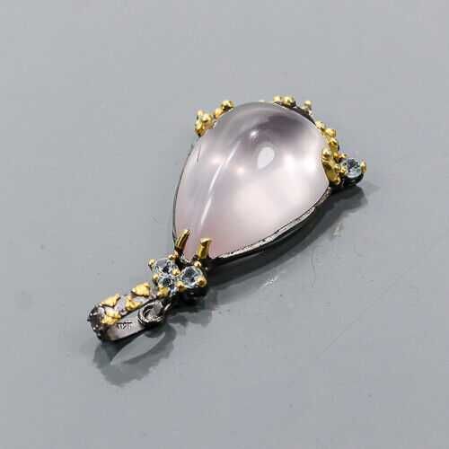 Подвеска из натурального розового кварца 28 карат, серебро 925 пробы