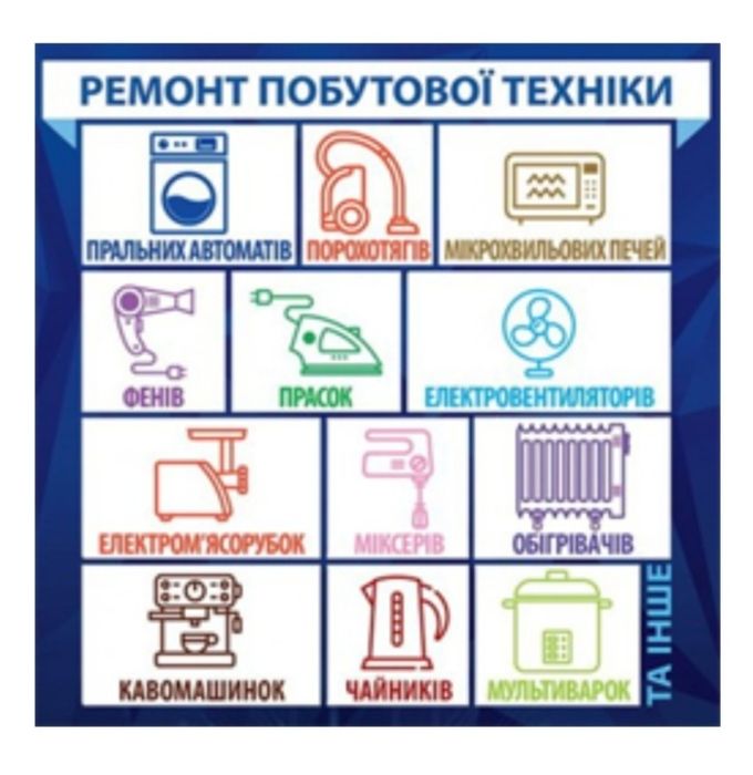 Ремонт побутової техніки приладів встановлення обслуговування