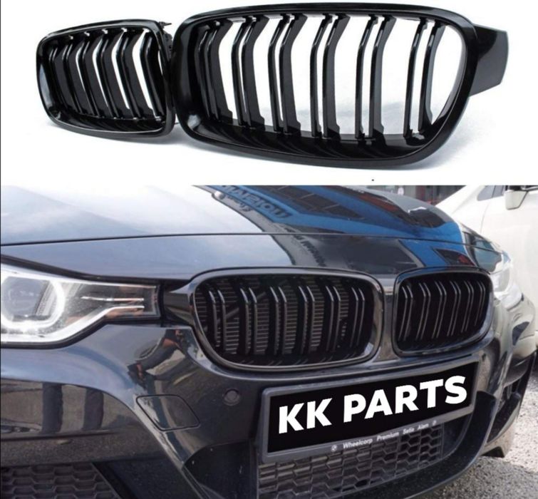 GRELHAS FRONTAIS BMW SÉRIE 3 F30 F31 LOOK M3 M PERFORMANCE PRETO BRILH