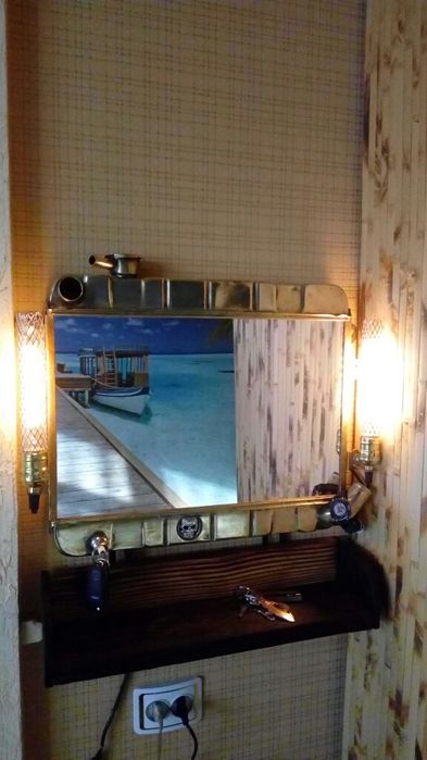 Зеркало эксклюзив с полкой ,лофт